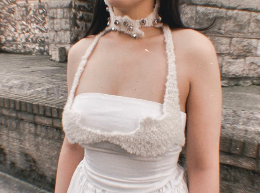 Bell adorned crochet necklace