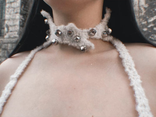 Bell adorned crochet necklace