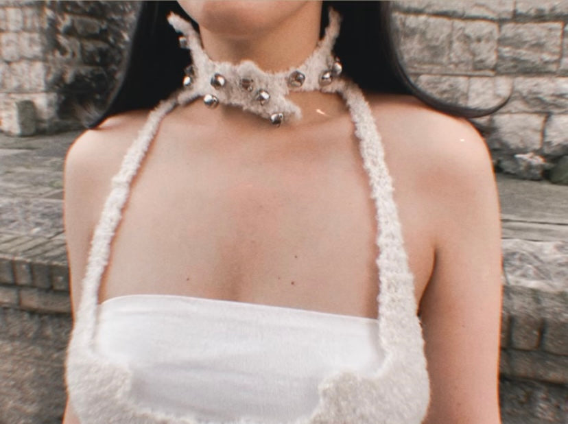 Bell adorned crochet necklace