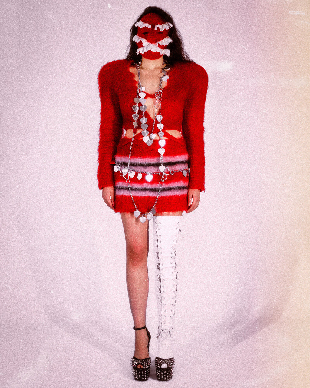 Pierced crocheted heart jacket