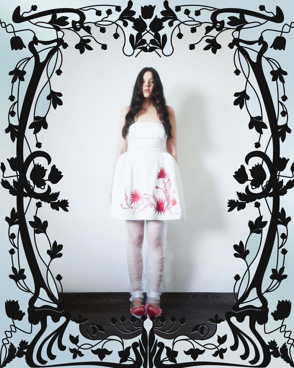 Two piece dress with thistle