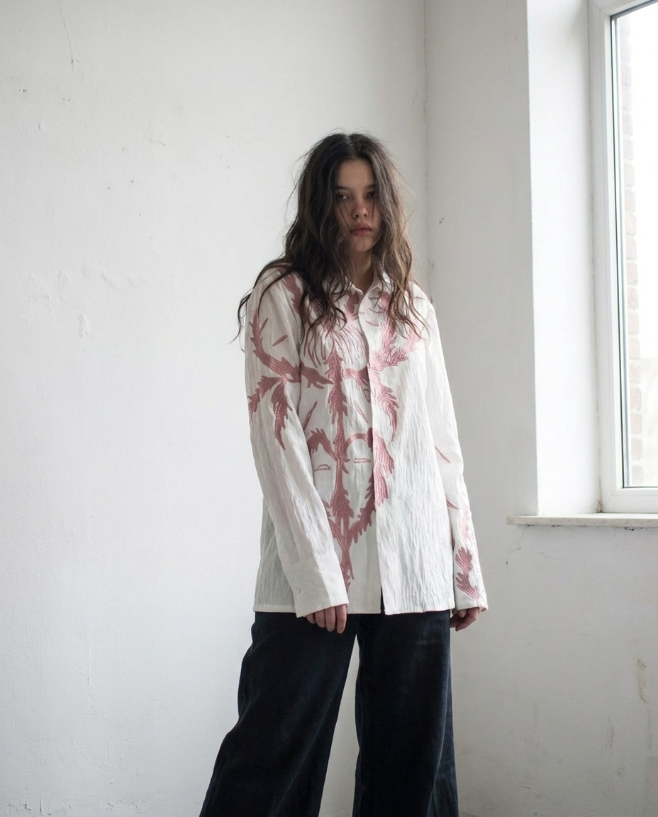 Embroidered Crinkle Shirt