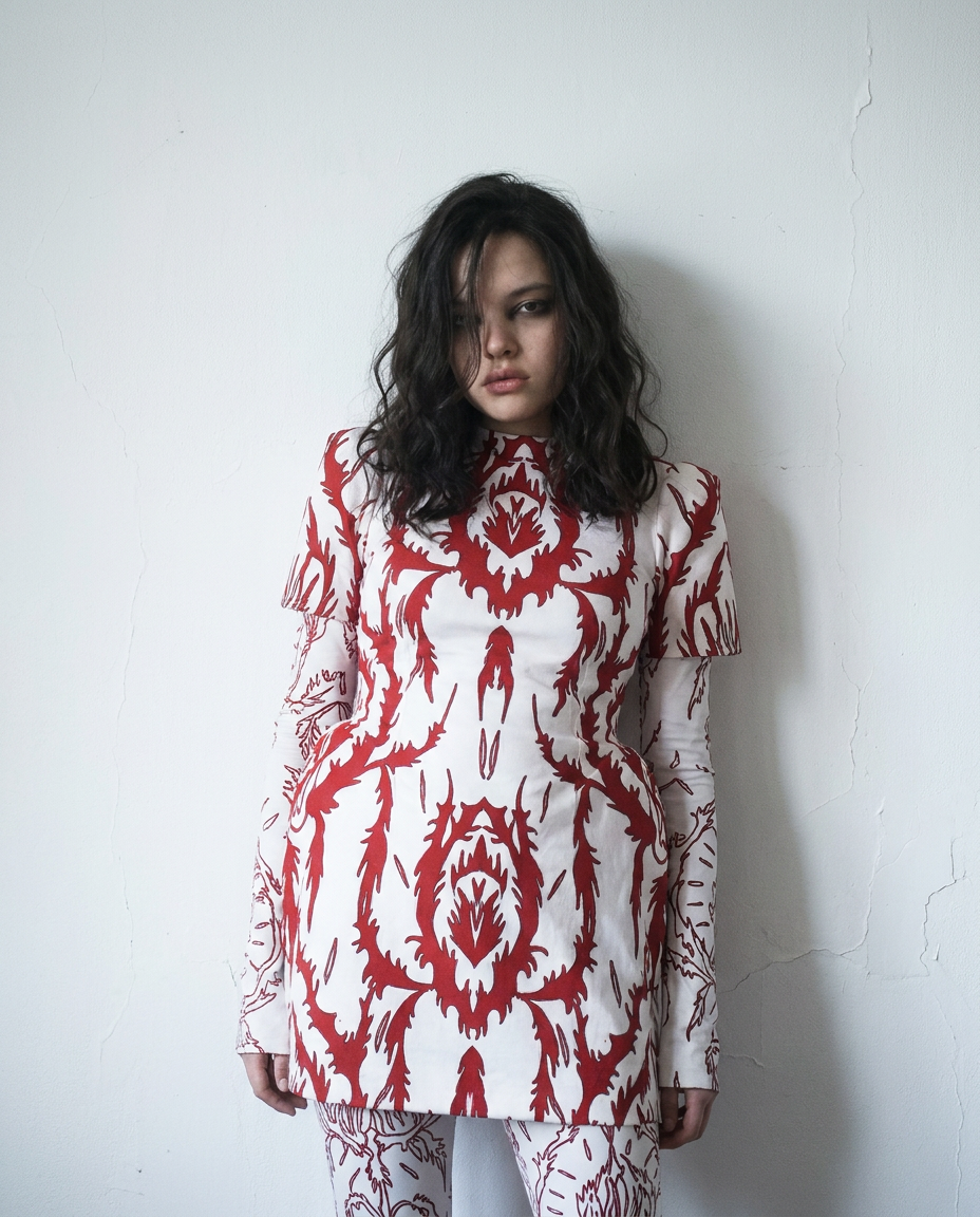 Printed Dress with Sculpted Hip Panels