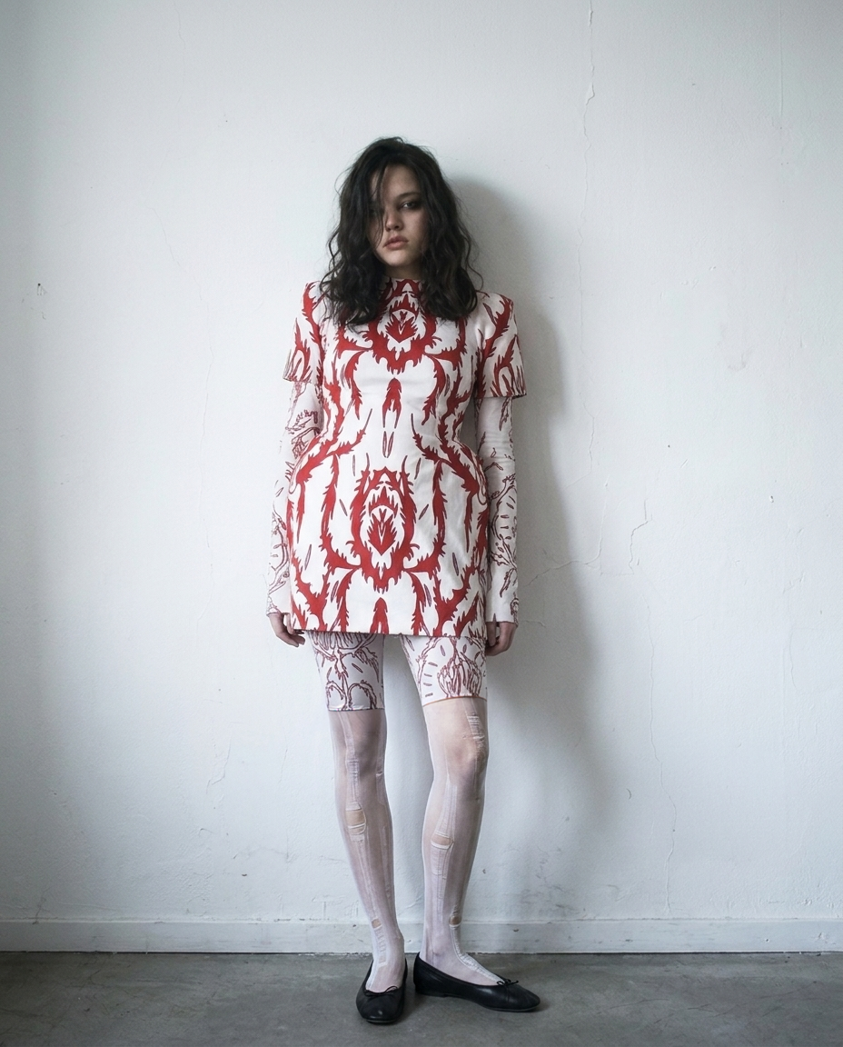 Printed Dress with Sculpted Hip Panels