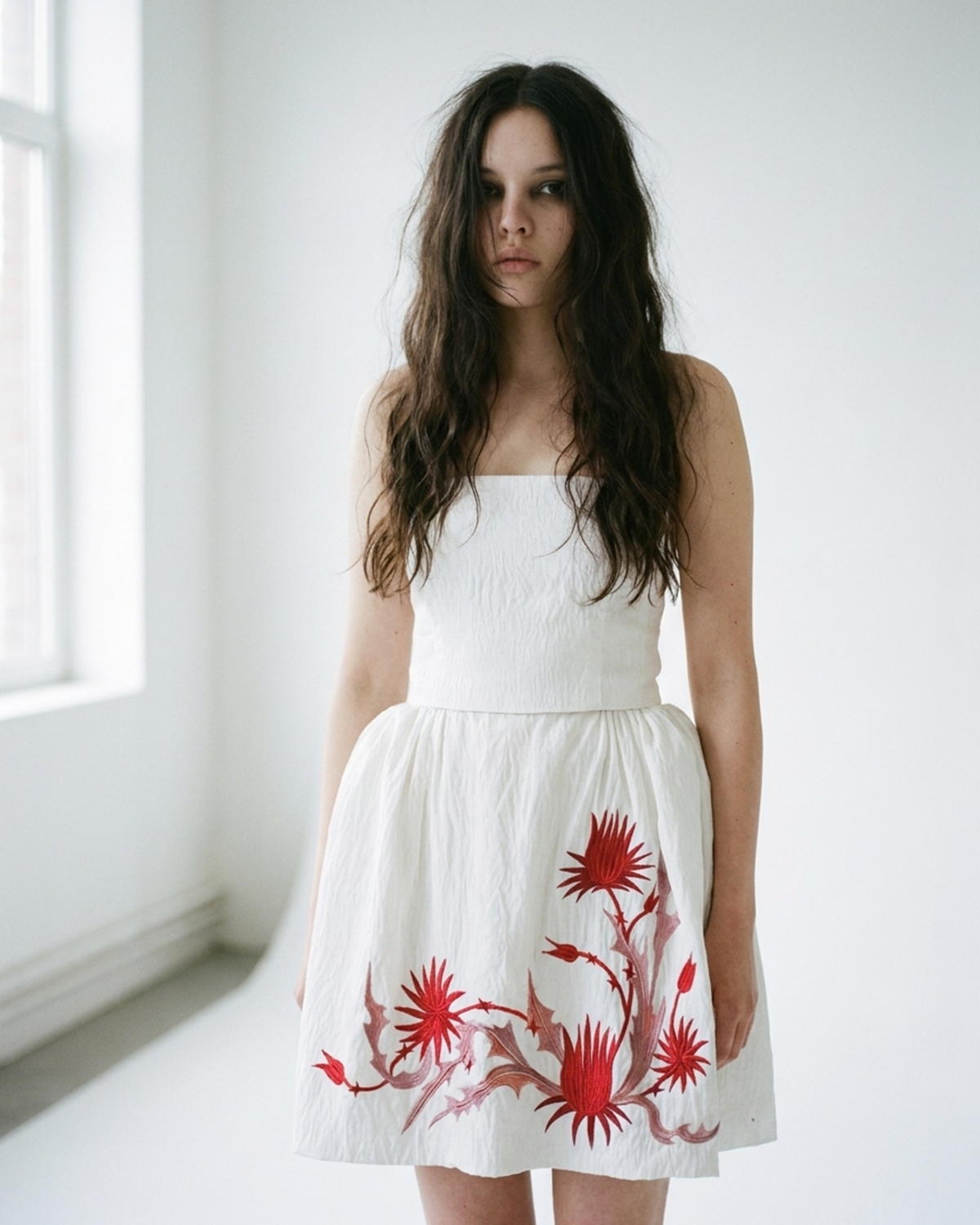 Two piece dress with thistle