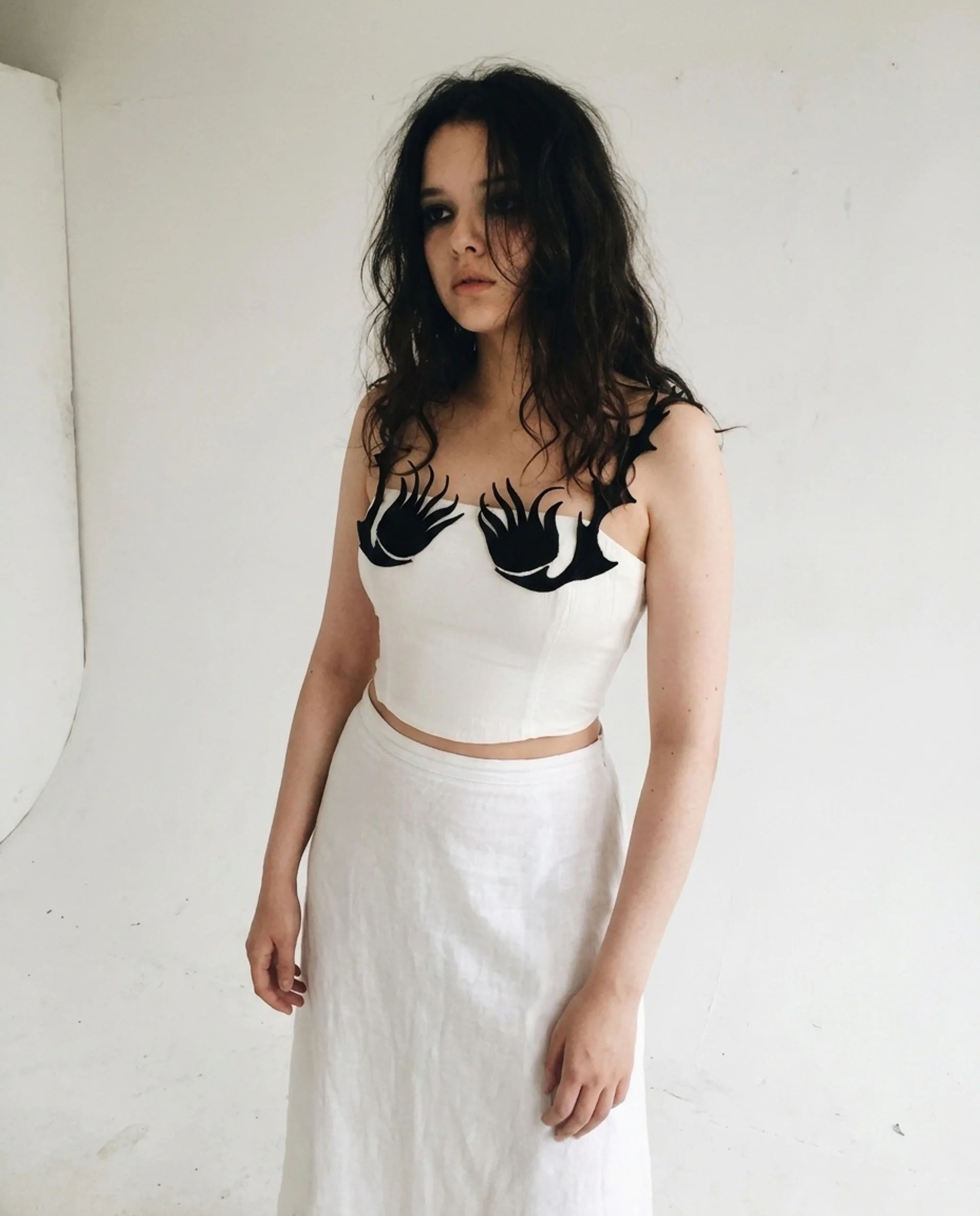 Corset with thistle buds
